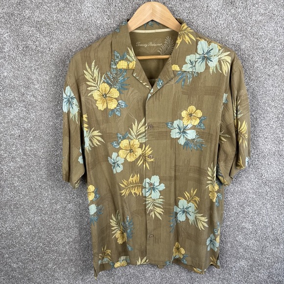 Tommy Bahama 100% Silk Button Up Shirt Men's Large Floral Hawaiian Camp - Picture 2 of 6